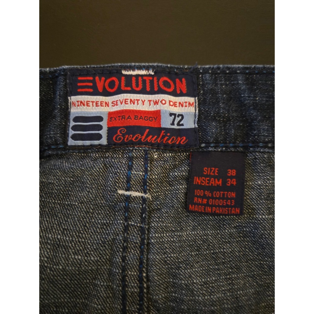 Evolution 1972 Extra Baggy Jeans Mens‎ 38x29 Dark Wash Wide Leg Denim Streetwear - Picture 5 of 10